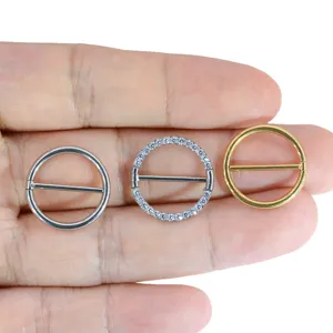 14G Tepelpiercing Lichaamssieraden Ronde Schild Barbell Zirkoon Goud Zilver Nieuw