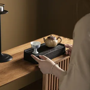 Bandeja de té de madera de fresno soporte para juego de té wabi sabi organizador pequeño