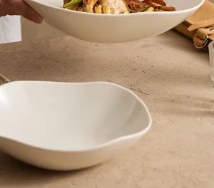 Dehua keramiek onregelmatige soepbord witte salade schaal modern minimalistisch servies