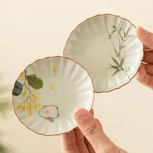 Handbemalter Keramik Tee Untersetzer Blumen Design süß Hasenmuster Tischdeko