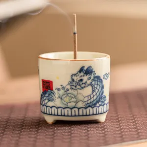 Quemador de incienso de ceramica dragon tradicional peonia estilo horno ru decoracion
