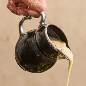 Pichet à Lait en Céramique Vintage Glaçure Réactive Pot à Café Bordure Plaquée Argent Tasse à Yaourt Cuisine Maison