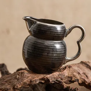 Pot a lait en ceramique emaille noir tasse a cafe argente artistique pour la maison.