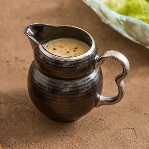 Pot a lait en ceramique pichet a creme de cafe petite tasse emaille or noir yaourt avoine