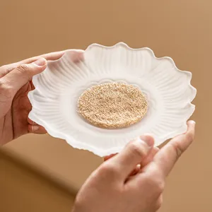 Frosted glass lotus leaf plate teapot tray dry brew table creative fruit dessert saucer base