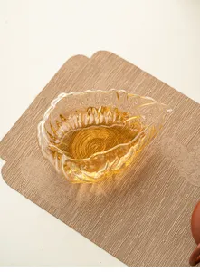 Leaf shaped glass tea pitcher high borosilicate heat resistant tea cup for gongfu tea use