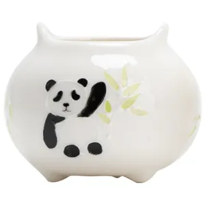 Ceramic panda incense burner cute hand painted bamboo joss stick holder for home tea room