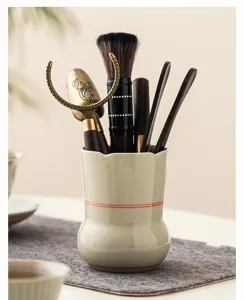 Handbemalter Keramik Teewerkzeug Halter Set, elegante chinesische Kung Fu Teedekoration.