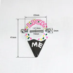 Punk ice cream nipple ring stainless steel body piercing jewelry with colorful sprinkles 1pc