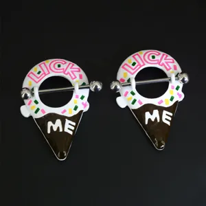Punk stainless steel ice cream nipple rings body piercing jewelry fashion accessories 2pcs