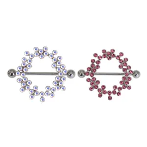 Stainless steel crystal nipple piercing rings fashionable body jewelry set for women