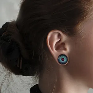 Galaxie blaues Glas Doppel Flare Ohr Tunnel Stecker Körperpiercing Modeschmuck neu