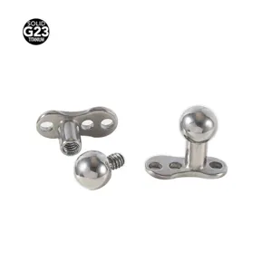 Base d'Implant Microdermal en Titane G23 Massif Avec Top Boule Ronde Filetage Interne Bijoux de Piercing Corporel