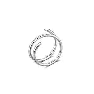 Double anneau de nez courbe cerceau piercing cartilage minimaliste detail argente