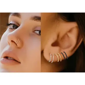 Anneau de nez double 0.8mm piercing cartilage oreille bijoux corporels style minimaliste