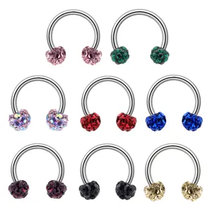 Anneau de Nez en Fer à Cheval en Acier Inoxydable avec Strass Circular Barbell Piercing de Septum Boucle d'Oreille Cartilage Bijoux Femme Homme