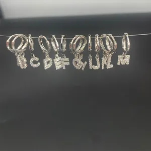 316L Roestvrij Stalen Initiële Letter Oorbellen Strass Alfabet Oorring Piercing Sieraden Unisex
