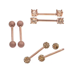 Fashion Stainless Steel Nipple Piercing Barbell Frosted Rhinestone Geometric Body Piercing Jewelry For Men Women Party Decorative Accessories