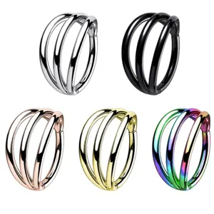 Roestvrij Staal Drievoudige Ring Oorbellen Unisex Piercing Sieraden Minimalistische Mode Oorknopjes Lichaamssieraden Verguld Meerkleurig