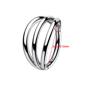 Roestvrijstalen drievoudige ring lichaam piercing hoepel oor lip wenkbrauw 6-12mm.