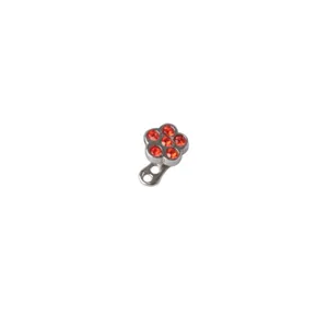 Stainless steel micro dermal anchor piercing jewelry featuring a cute red gem flower top.