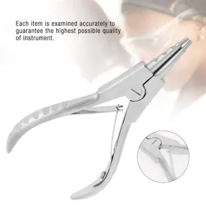 Pince de piercing corporel en acier inoxydable outil de fermeture détail embout précis.