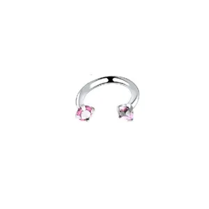Anneau fer à cheval en acier titane avec zircone rose, bijou piercing élégant et tendance.