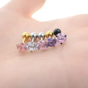 316L Edelstahl Zirkonia Knorpel Ohrstecker Für Herren Damen Unisex Eingelegte CZ Piercing Schmuck Kleine Ohrknorpelstecker