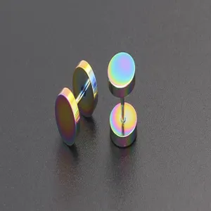 Orecchini a lobo bilanciere arcobaleno in acciaio inossidabile gioielli moda trendy