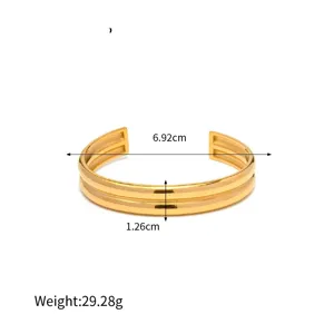 Bracciale aperto a doppio strato in acciaio inossidabile dorato gioiello minimalista