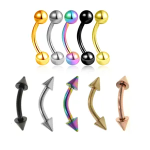 316L Stainless Steel Eyebrow Ring Spike Ball Curved Barbell 14G 16G Punk Body Piercing Jewelry For Unisex Piercing Jewelry