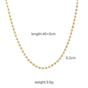 Goldene Perlenkette Halskette, 40+5cm Edelstahl Titanstahl Choker Schmuck für Damen.