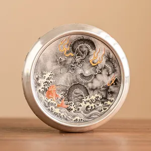 Tapis de tasse à thé dragon style encre chinoise traditionnelle support de couvercle