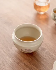 Hand-painted ceramic tea wash bowl detail, elegant Chinese kung fu tea set accessory.