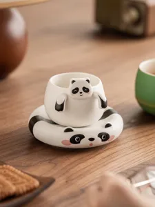 Squisito set di colino da tè panda in ceramica, grazioso filtro creativo per l'uso quotidiano del tè.