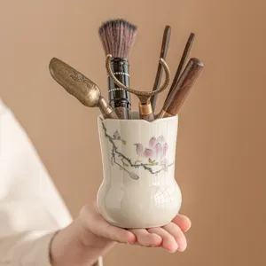 Handgemalter Keramik Teedose Mit Magnolienmuster Chinesisches Kung Fu Teezubehör Handgefertigte Teeutensilien Für Zuhause Geschenk