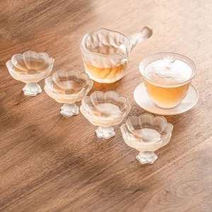 Mat Glas Lotus Kung Fu Teeset Hittebestendig Anti Verbranding Gaiwan Teetasse Cadeaubox Set Voor Thuis Woonkamer