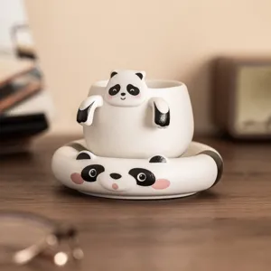 Set colino da tè in ceramica panda carino, infusore creativo per tè sfuso utile.