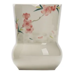 Boîte à thé en céramique peinte à la main motif fleurs de pêcher accessoire thé principal