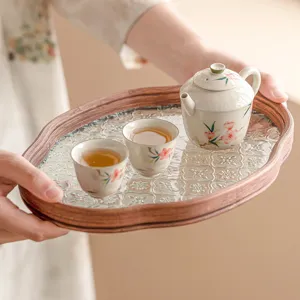 Juego de Té Kung Fu Portátil de Cerámica Pintado a Mano Flor de Durazno Una Tetera Dos Tazas Con Bandeja Bolsa de Brocado