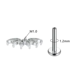 Edelstahl Piercing Schmuck Labret Stecker mit glitzerndem Zirkon Top und flacher Basis 1.2mm