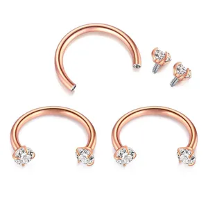 F136 Titanium Horseshoe Piercing Jewelry Set Zircon Nose Ring Earring Body Piercing