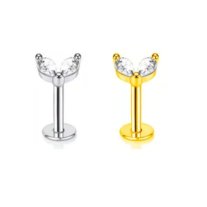 Edler Labret-Stecker und Ohrring aus Edelstahl mit Zirkonia, ein stilvoller Körperschmuck.