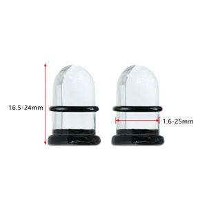Transparente Glas Ohr-Piercing Dehner, Pilz Plugs mit schwarzen O-Ringen, Körperschmuck 1.6-25mm.