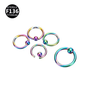 Titanium captive bead ring body piercing jewelry colorful horseshoe nose ring 8-12mm size.