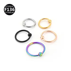 Titanium captive bead ring body piercing jewelry set in multi colors for fashion wear