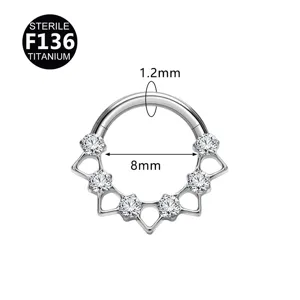 Titanium zirkonia septum piercing 1.2mm 8mm neusring kraakbeen oorbel lichaamsieraden