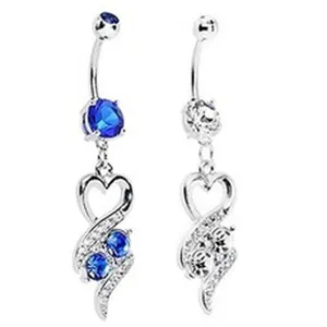 Piercing de Ombligo de Acero Inoxidable Corazón Diamante de Imitación Joyería para Mujer Diseño Corazón Estrella de Mar Mano de Fátima Árbol de la Vida
