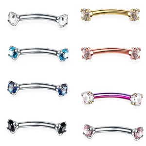 Stainless Steel Curved Barbell Piercing Rhinestone Horseshoe Ring Cartilage Helix Stud Lip Nose Ring Body Jewelry For Unisex