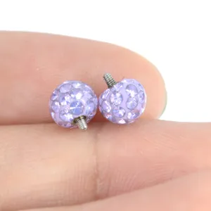 Titanstahl Aussengewinde Piercingkugel Koerperschmuck Detailansicht in Lila mit Glanz.